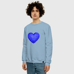 Свитшот хлопковый мужской Синее сердце нарисованное карандашами, цвет: мягкое небо — фото 2