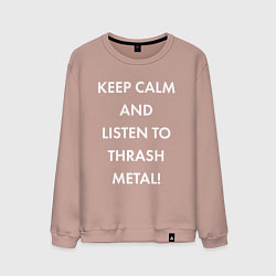 Свитшот хлопковый мужской Надпись Keep calm and listen to thash metal, цвет: пыльно-розовый