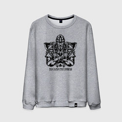 Свитшот хлопковый мужской Воин язычник с топорами, цвет: меланж