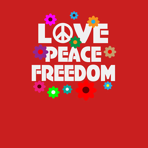 Мужской свитшот Любовь мир свобода / Красный – фото 3