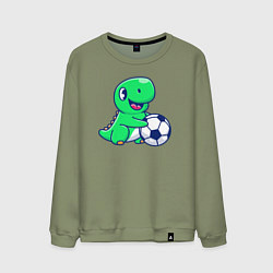 Свитшот хлопковый мужской Динозавр футболист, цвет: авокадо