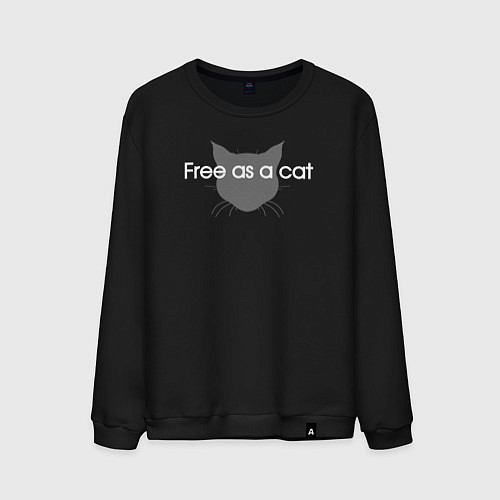Мужской свитшот Free as a cat / Черный – фото 1