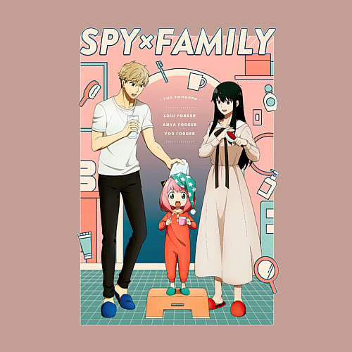 Мужской свитшот Семья шпиона главные персонажи из аниме / Пыльно-розовый – фото 3