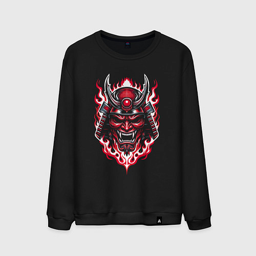 Мужской свитшот Samurai mask demon / Черный – фото 1