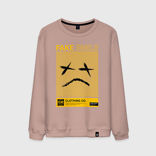 Мужской свитшот Fake smile streetwear / Пыльно-розовый – фото 1