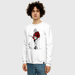 Свитшот хлопковый мужской Курт Кобейн Нирвана свитер, цвет: белый — фото 2
