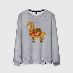 Свитшот хлопковый мужской Лама и ленивец, цвет: меланж