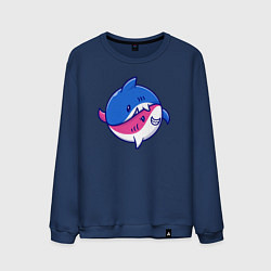 Свитшот хлопковый мужской Акулы инь ян, цвет: тёмно-синий