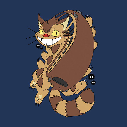 Мужской свитшот Котобус - catbus / Тёмно-синий – фото 3