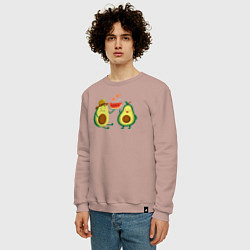 Свитшот хлопковый мужской Парочка авокадо, цвет: пыльно-розовый — фото 2