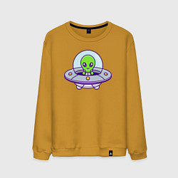 Свитшот хлопковый мужской Green alien, цвет: горчичный