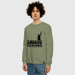 Свитшот хлопковый мужской Armin van buuren, цвет: авокадо — фото 2