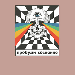Свитшот хлопковый мужской Череп с радужными лучами из глаз, цвет: пыльно-розовый — фото 2