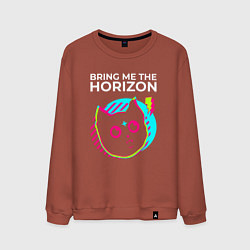 Свитшот хлопковый мужской Bring Me the Horizon rock star cat, цвет: кирпичный