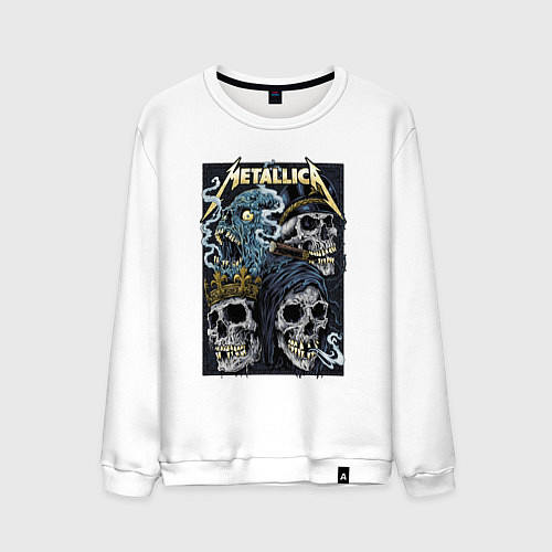 Мужской свитшот Металлика - черепа / Белый – фото 1