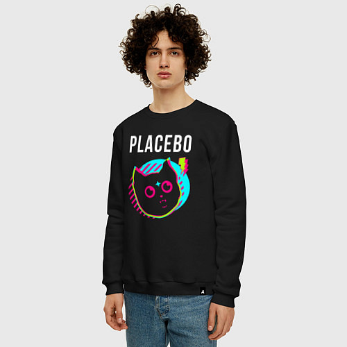 Мужской свитшот Placebo rock star cat / Черный – фото 3