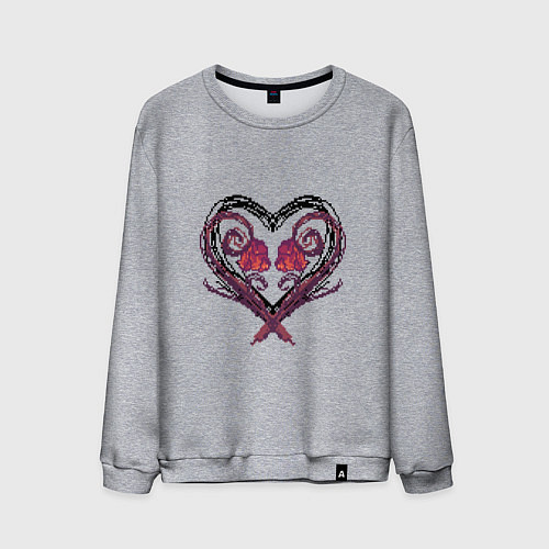Мужской свитшот Пиксельное сердце / Меланж – фото 1
