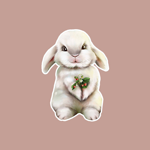 Мужской свитшот Кролик с ягодками / Пыльно-розовый – фото 3