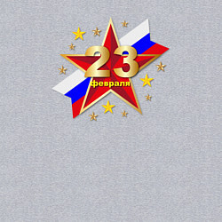 Свитшот хлопковый мужской На фоне звезды и триколора надпись 23 февраля, цвет: меланж — фото 2