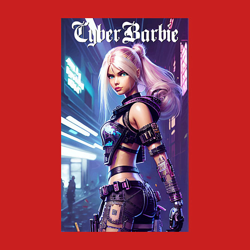 Мужской свитшот Cyber Barbie - ai art fantasy / Красный – фото 3