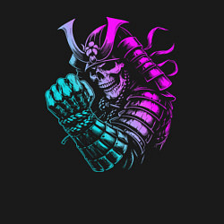 Свитшот хлопковый мужской Неоновый самурай скелет, цвет: черный — фото 2