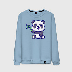 Свитшот хлопковый мужской Панда и бамбук, цвет: мягкое небо