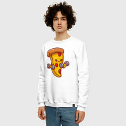 Свитшот хлопковый мужской Пицца на спорте, цвет: белый — фото 2