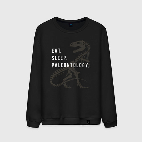 Мужской свитшот Eat - sleep - paleontology / Черный – фото 1