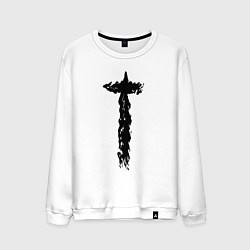 Свитшот хлопковый мужской Крылья перья крест пушистые, цвет: белый