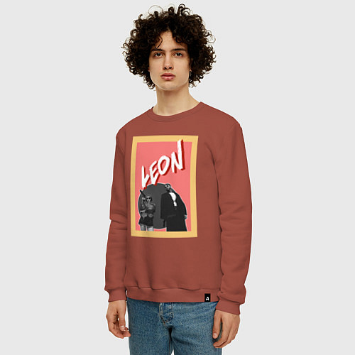 Мужской свитшот Арт по фильму Леон / Кирпичный – фото 3