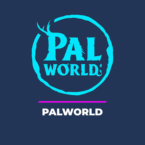 Мужской свитшот Символ Palworld в неоновых цветах / Тёмно-синий – фото 3