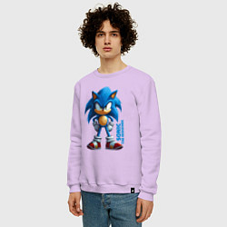 Свитшот хлопковый мужской Sonic - poster style, цвет: лаванда — фото 2