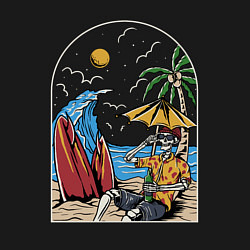 Свитшот хлопковый мужской Скелет на отдыхе под пальмой, цвет: черный — фото 2