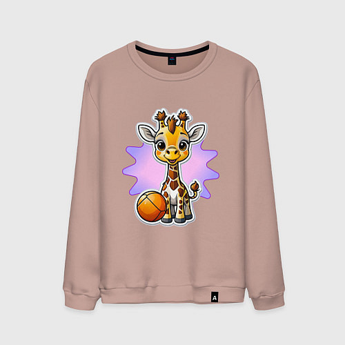 Мужской свитшот Жирафик и мяч / Пыльно-розовый – фото 1