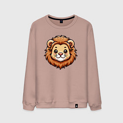 Свитшот хлопковый мужской Мордочка льва, цвет: пыльно-розовый
