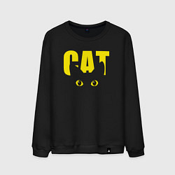 Свитшот хлопковый мужской Cat облик, цвет: черный