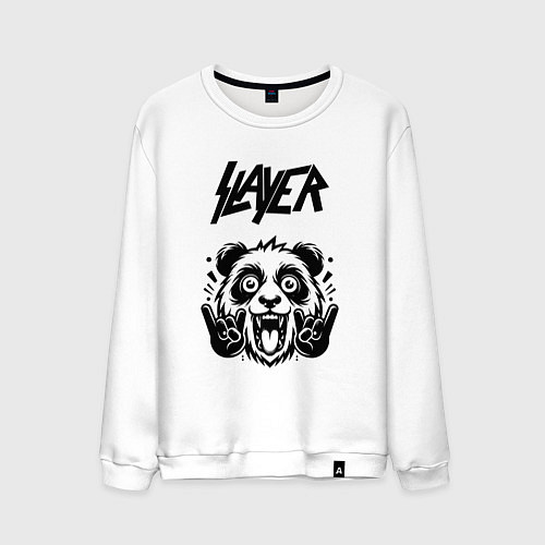 Мужской свитшот Slayer - rock panda / Белый – фото 1