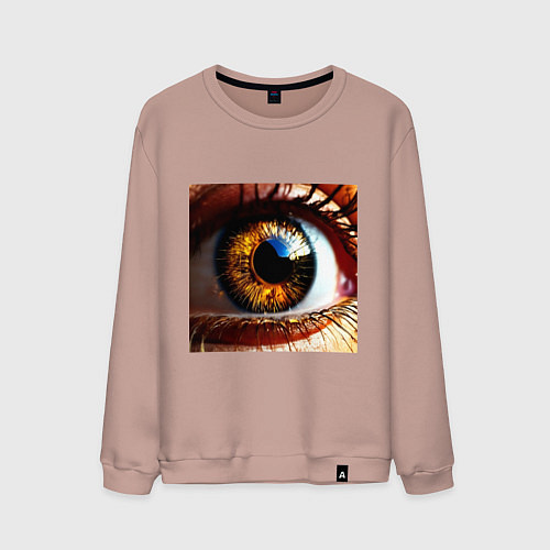 Мужской свитшот Золотой карий глаз в стиле стимпанк / Пыльно-розовый – фото 1