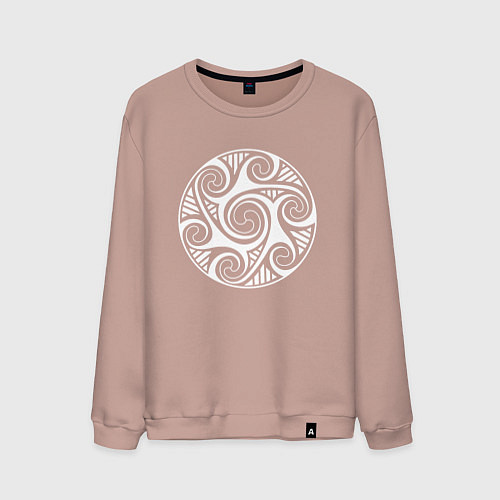 Мужской свитшот Белый кельтский круглый узор / Пыльно-розовый – фото 1