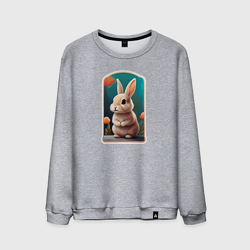 Мужской свитшот Пушистый маленький кролик / Меланж – фото 1