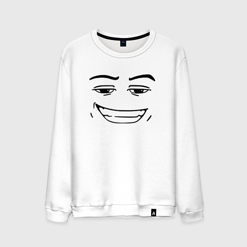 Мужской свитшот Роблокс лицо улыбка / Белый – фото 1