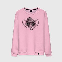 Свитшот хлопковый мужской Слоненок хипстер, цвет: светло-розовый