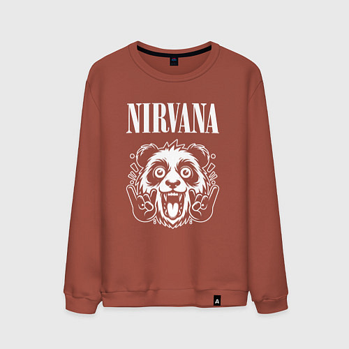Мужской свитшот Nirvana rock panda / Кирпичный – фото 1