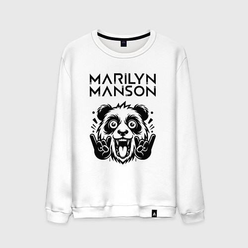 Мужской свитшот Marilyn Manson - rock panda / Белый – фото 1