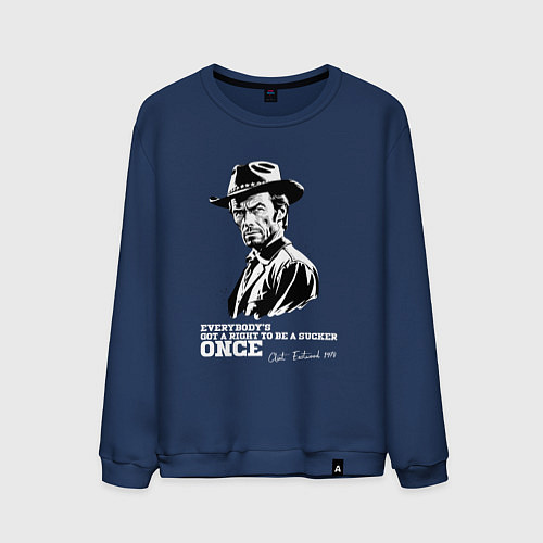 Мужской свитшот Иствуд кино вестерн / Тёмно-синий – фото 1