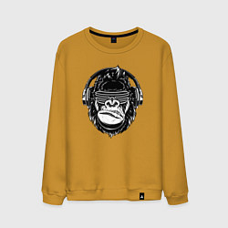 Свитшот хлопковый мужской Music gorilla, цвет: горчичный