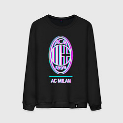 Свитшот хлопковый мужской AC Milan FC в стиле glitch, цвет: черный