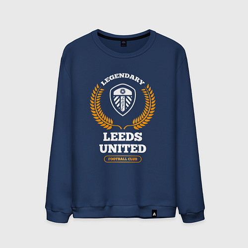 Мужской свитшот Лого Leeds United и надпись legendary football clu / Тёмно-синий – фото 1