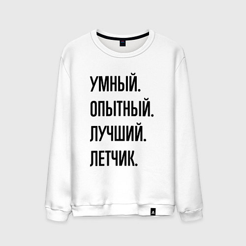 Мужской свитшот Умный, опытный и лучший летчик / Белый – фото 1