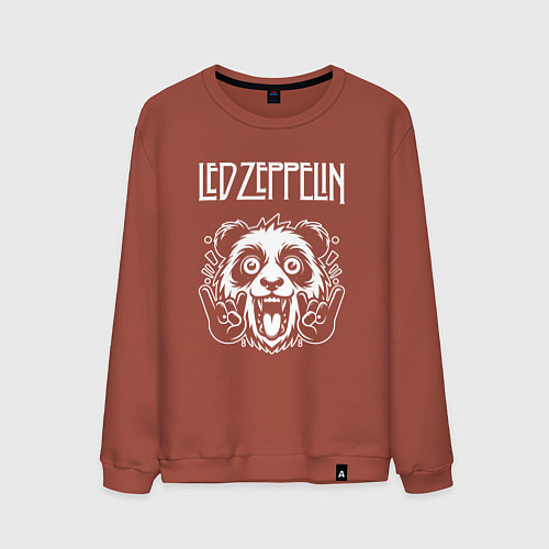 Мужской свитшот Led Zeppelin rock panda / Кирпичный – фото 1